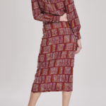 Cardiff Dress – Printed midi shirt dress in red wine  silk crepe de chine30136