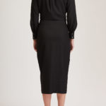 Cardiff Dress – Midi shirt dress in black wool crepe30141