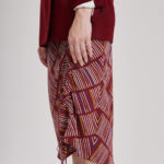 Cumbria Skirt –  Midi slip skirt in printed red wine silk crepe de chine30358