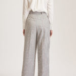 Almeria Trouser – Wide leg, high waisted trousers in light grey tartan30310