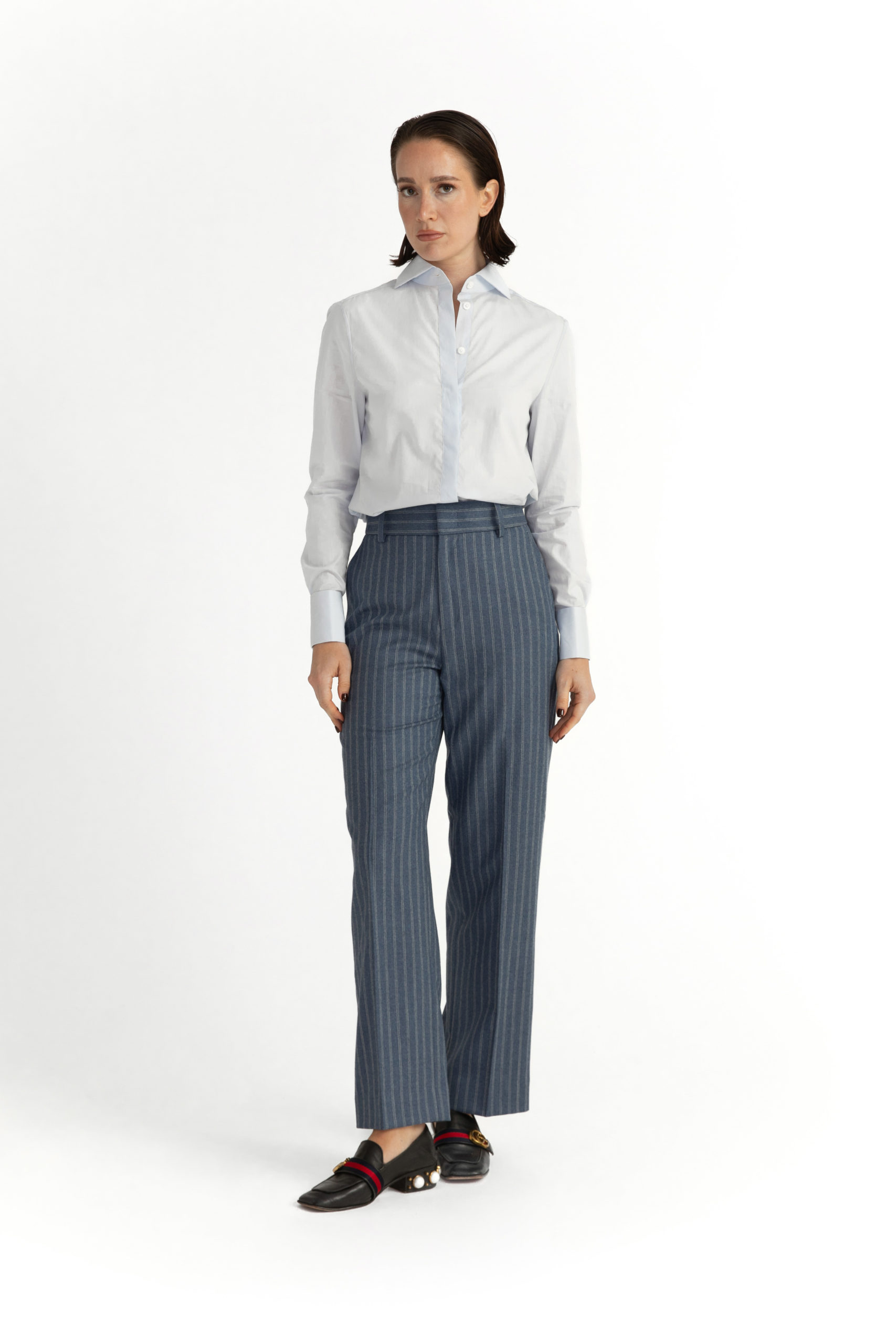 Manchester Trousers – Straight-leg trousers sky blue pinstripe